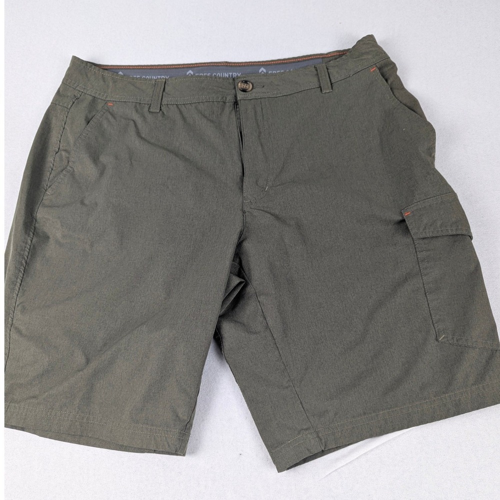 Free Country Mens Olive Green Cargo Shorts Sz36 Hiking Outdoor Utility Heather